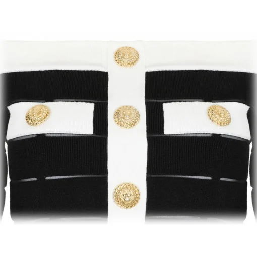 Balmain Tops-- Off Shoulder Top - Black White - Exclusive Luxury Collection - Avvenice