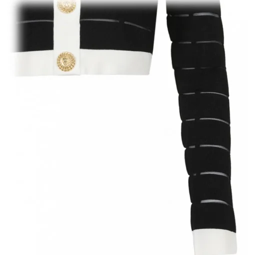 Balmain Tops-- Off Shoulder Top - Black White - Exclusive Luxury Collection - Avvenice