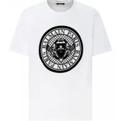 Balmain T-shirt-- Organic Cotton Logo Print T-Shirt - White - Exclusive Luxury Collection - Avvenice