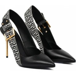Balmain Shoes-- Ruby Slingback Pumps - Ivory Black - Exclusive Luxury Collection - Avvenice