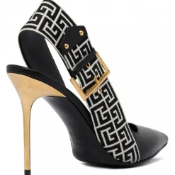 Balmain Shoes-- Ruby Slingback Pumps - Ivory Black - Exclusive Luxury Collection - Avvenice