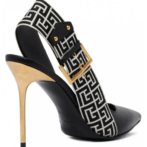 Balmain Shoes-- Ruby Slingback Pumps - Ivory Black - Exclusive Luxury Collection - Avvenice