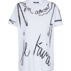 Balmain T-shirt-- SL Writing Printed T-Shirt - White - Exclusive Luxury Collection - Avvenice