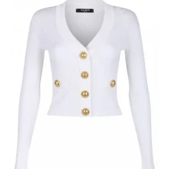 Balmain Knitwears-- V Neck Cardigan - White - Exclusive Luxury Collection - Avvenice