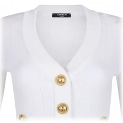 Balmain Knitwears-- V Neck Cardigan - White - Exclusive Luxury Collection - Avvenice