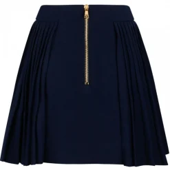 Balmain Skirts-- Wool Pleated Miniskirt - Navy Blue - Exclusive Luxury Collection - Avvenice