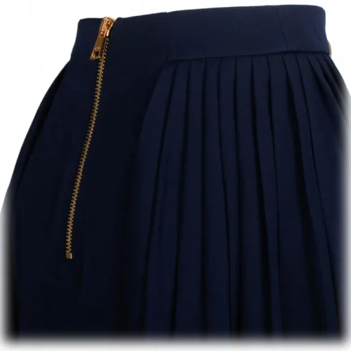 Balmain Skirts-- Wool Pleated Miniskirt - Navy Blue - Exclusive Luxury Collection - Avvenice