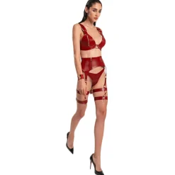 Belarex Swimwear-- Rome Suspender Belt - Dark Red - Suspender Belt - Lingerie - Luxury Exclusive Collection - Avvenice