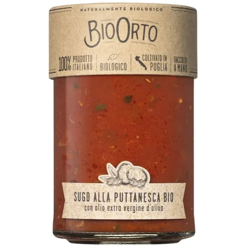 BioOrto Preserved Foods-- Organic Puttanesca Sauce - Organic Preserved Foods - 350 g - Avvenice