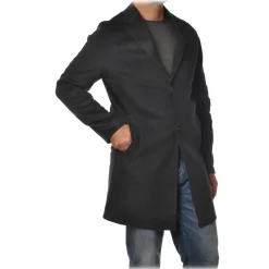 BoB Company Jackets-- 3/4 Coat in Cloth Fabric - Black - Jacket - Made in Italy - Luxury Exclusive Collection - Avvenice