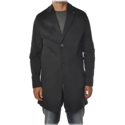 BoB Company Jackets-- 3/4 Coat in Cloth Fabric - Black - Jacket - Made in Italy - Luxury Exclusive Collection - Avvenice