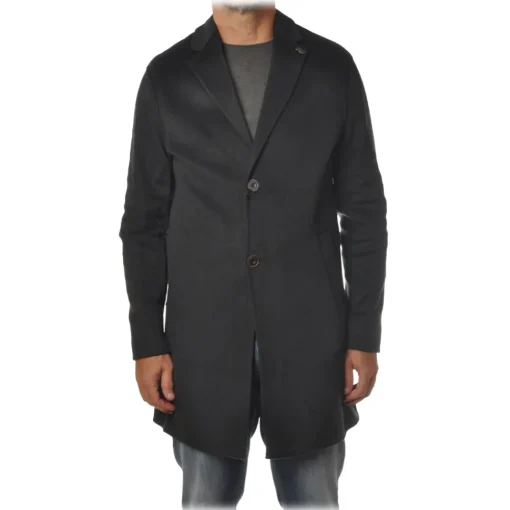 BoB Company Jackets-- 3/4 Coat in Cloth Fabric - Black - Jacket - Made in Italy - Luxury Exclusive Collection - Avvenice