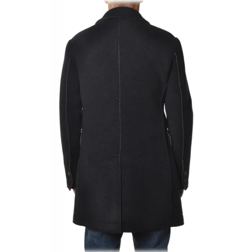 BoB Company Jackets-- Coat in Technical Fabric with Contrasting Profiles - Blue - Jacket - Made in Italy - Luxury Exclusive Collection - Avvenice