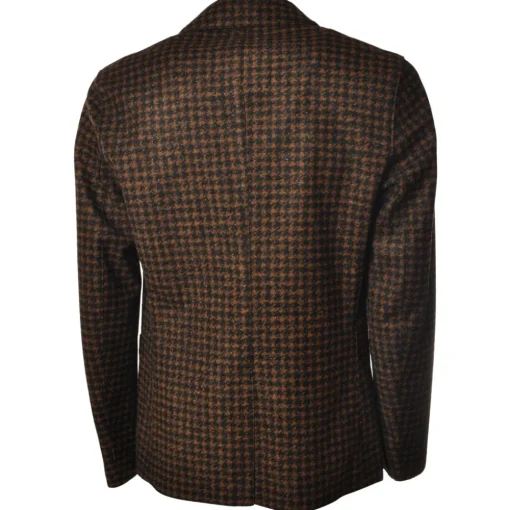 BoB Company Jackets-- Single-Breasted Jacket in Houndstooth Pattern - Black/Brown - Jacket - Made in Italy - Luxury Exclusive Collection - Avvenice