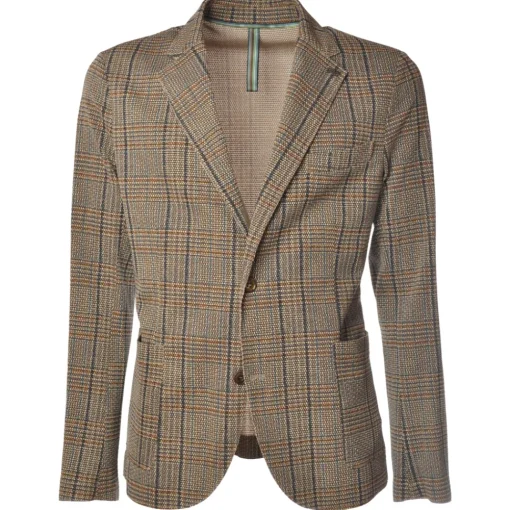 BoB Company Jackets-- Single-Breasted Jacket in Textured Fabric - Beige - Jacket - Made in Italy - Luxury Exclusive Collection - Avvenice