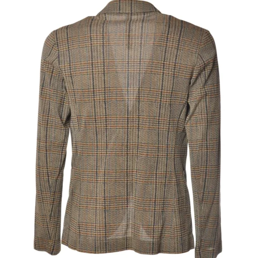 BoB Company Jackets-- Single-Breasted Jacket in Textured Fabric - Beige - Jacket - Made in Italy - Luxury Exclusive Collection - Avvenice