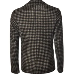 BoB Company Jackets-- Single-Breasted Jacket in Piedepull Pattern - Black/Beige - Jacket - Made in Italy - Luxury Exclusive Collection - Avvenice