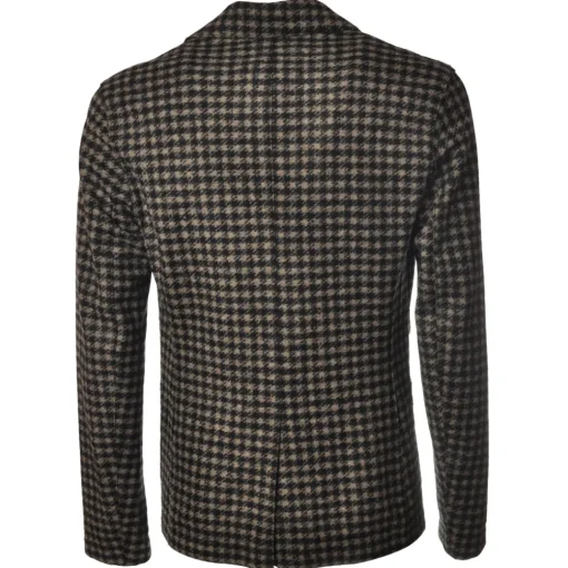 BoB Company Jackets-- Single-Breasted Jacket in Piedepull Pattern - Black/Beige - Jacket - Made in Italy - Luxury Exclusive Collection - Avvenice