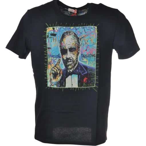 BoB Company T-shirt-- T-Shirt with Multicolor Print and Patches - Blue - T-Shirt - Made in Italy - Luxury Exclusive Collection - Avvenice
