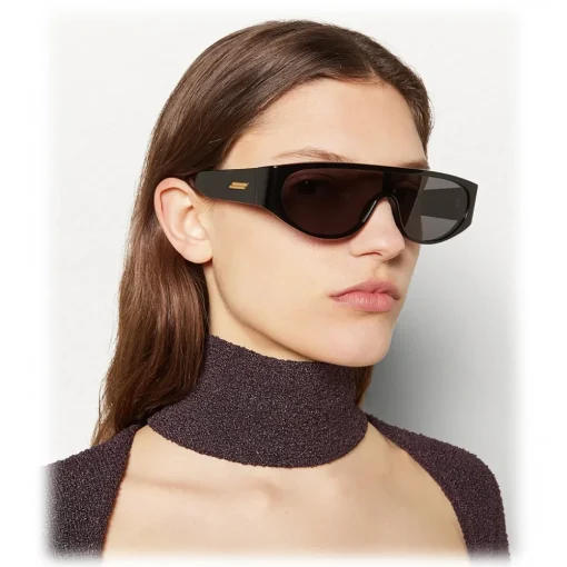 Bottega Veneta Sunglasses & Eyewear-- Acetate Mask Sunglasses - Black Grey - Sunglasses - Eyewear - Avvenice