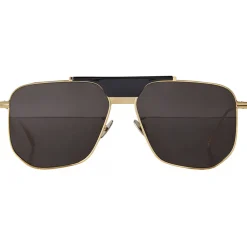 Bottega Veneta Sunglasses & Eyewear-- Angular Aviator Sunglasses - Grey Gold - Sunglasses - Eyewear - Avvenice