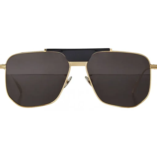 Bottega Veneta Sunglasses & Eyewear-- Angular Aviator Sunglasses - Grey Gold - Sunglasses - Eyewear - Avvenice