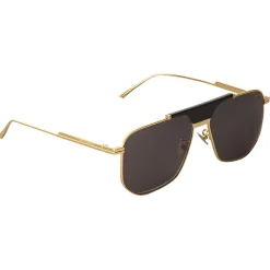 Bottega Veneta Sunglasses & Eyewear-- Angular Aviator Sunglasses - Grey Gold - Sunglasses - Eyewear - Avvenice