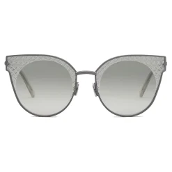 Bottega Veneta Sunglasses & Eyewear-- Cross Metal Cat Eye Sunglasses - Ruthenium Green - Sunglasses - Eyewear - Avvenice