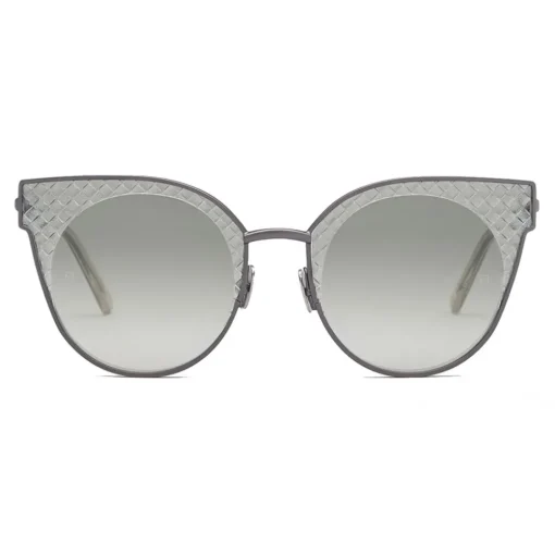Bottega Veneta Sunglasses & Eyewear-- Cross Metal Cat Eye Sunglasses - Ruthenium Green - Sunglasses - Eyewear - Avvenice