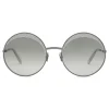 Bottega Veneta Sunglasses & Eyewear-- Cross Metal Round Sunglasses - Ruthenium Green - Sunglasses - Eyewear - Avvenice