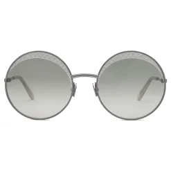 Bottega Veneta Sunglasses & Eyewear-- Cross Metal Round Sunglasses - Ruthenium Green - Sunglasses - Eyewear - Avvenice