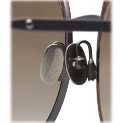 Bottega Veneta Sunglasses & Eyewear-- Cross Metal Round Sunglasses - Ruthenium Green - Sunglasses - Eyewear - Avvenice