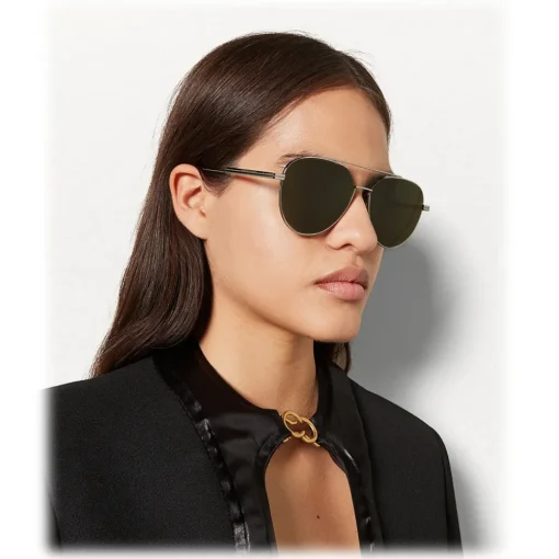 Bottega Veneta Sunglasses & Eyewear-- Metal Aviator Sunglasses - Ruthenium Green - Sunglasses - Eyewear - Avvenice