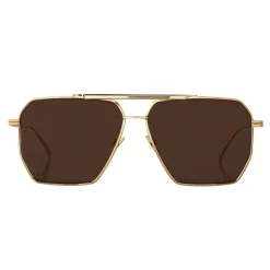 Bottega Veneta Sunglasses & Eyewear-- Metal Aviator Sunglasses - Gold Brown - Sunglasses - Eyewear - Avvenice
