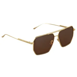 Bottega Veneta Sunglasses & Eyewear-- Metal Aviator Sunglasses - Gold Brown - Sunglasses - Eyewear - Avvenice