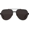 Bottega Veneta Sunglasses & Eyewear-- Metal Aviator Sunglasses - Grey Black - Sunglasses - Eyewear - Avvenice