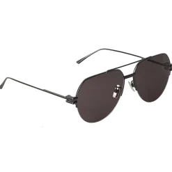 Bottega Veneta Sunglasses & Eyewear-- Metal Aviator Sunglasses - Grey Black - Sunglasses - Eyewear - Avvenice