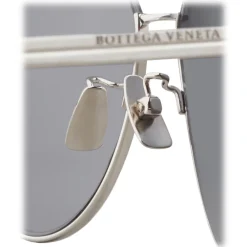 Bottega Veneta Sunglasses & Eyewear-- Metal Aviator Sunglasses - Shiny Silver - Sunglasses - Eyewear - Avvenice