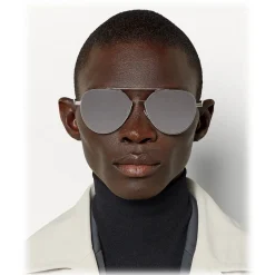 Bottega Veneta Sunglasses & Eyewear-- Metal Aviator Sunglasses - Shiny Silver - Sunglasses - Eyewear - Avvenice