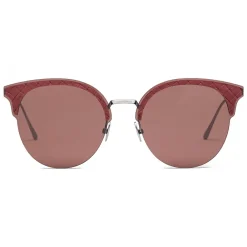Bottega Veneta Sunglasses & Eyewear-- Metal Cat Eye Sunglasses - Silver Red - Sunglasses - Eyewear - Avvenice