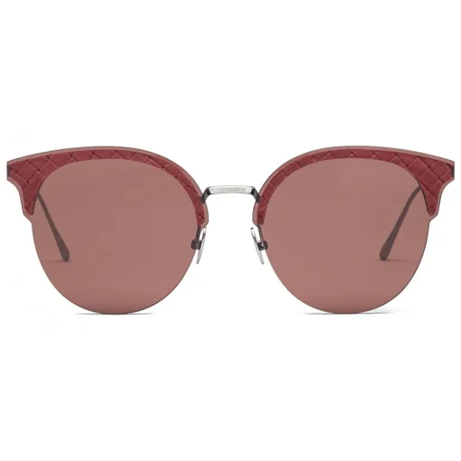 Bottega Veneta Sunglasses & Eyewear-- Metal Cat Eye Sunglasses - Silver Red - Sunglasses - Eyewear - Avvenice