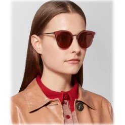 Bottega Veneta Sunglasses & Eyewear-- Metal Cat Eye Sunglasses - Silver Red - Sunglasses - Eyewear - Avvenice