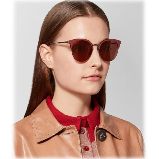 Bottega Veneta Sunglasses & Eyewear-- Metal Cat Eye Sunglasses - Silver Red - Sunglasses - Eyewear - Avvenice