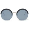 Bottega Veneta Sunglasses & Eyewear-- Metal Gold and Leather Round Oversize Sunglasses - Gold Silver - Sunglasses - Eyewear - Avvenice