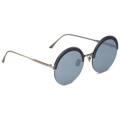Bottega Veneta Sunglasses & Eyewear-- Metal Gold and Leather Round Oversize Sunglasses - Gold Silver - Sunglasses - Eyewear - Avvenice