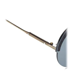 Bottega Veneta Sunglasses & Eyewear-- Metal Gold and Leather Round Oversize Sunglasses - Gold Silver - Sunglasses - Eyewear - Avvenice
