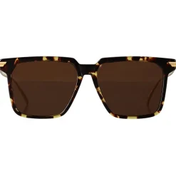 Bottega Veneta Sunglasses & Eyewear-- Metal Oversize Square Sunglasses - Brown Havana - Sunglasses - Eyewear - Avvenice