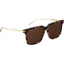 Bottega Veneta Sunglasses & Eyewear-- Metal Oversize Square Sunglasses - Brown Havana - Sunglasses - Eyewear - Avvenice