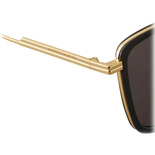 Bottega Veneta Sunglasses & Eyewear-- Rectangular Sunglasses - Black Gold - Sunglasses - Eyewear - Avvenice