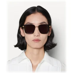 Bottega Veneta Sunglasses & Eyewear-- Rectangular Sunglasses - Black Gold - Sunglasses - Eyewear - Avvenice